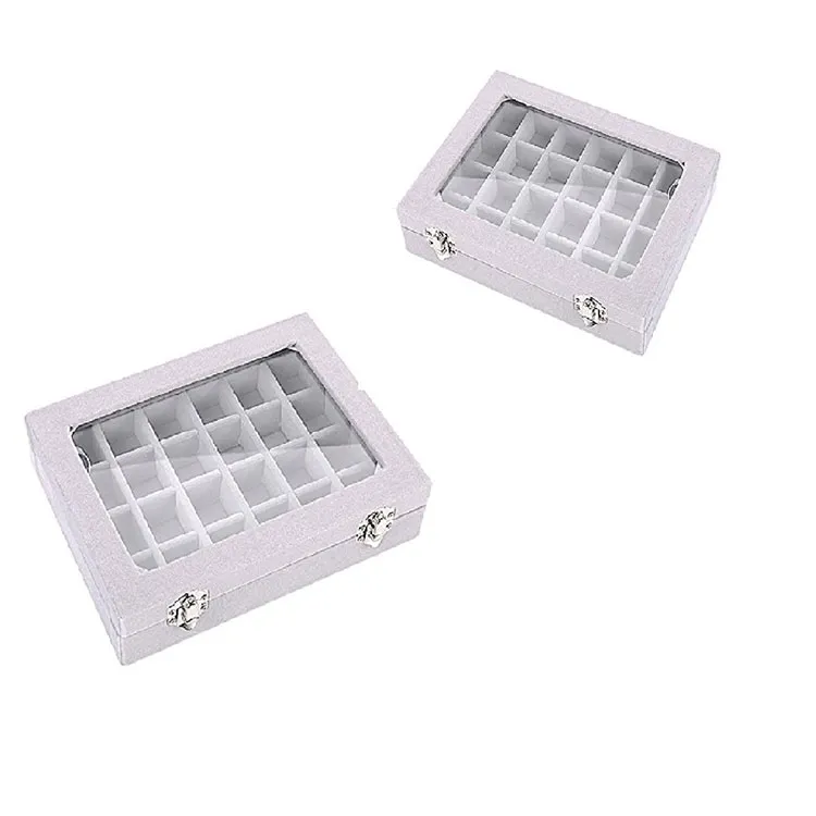 24 Pairs Stack-able Trays Ring Jewelry Box Velvet Jewelry Packaging Box with Logo