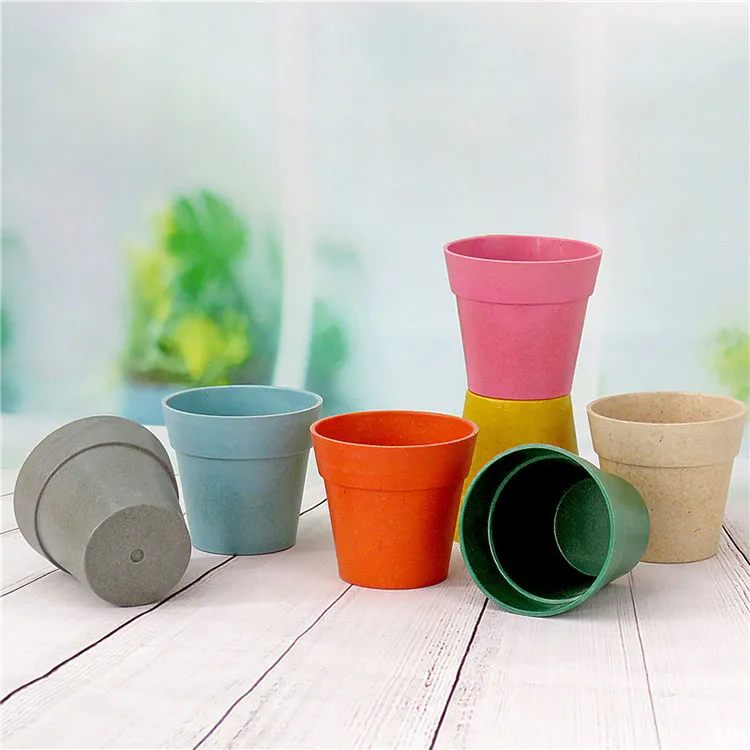 Pots de fleurs ronds en fibre de bambou pour fleurs et plantes