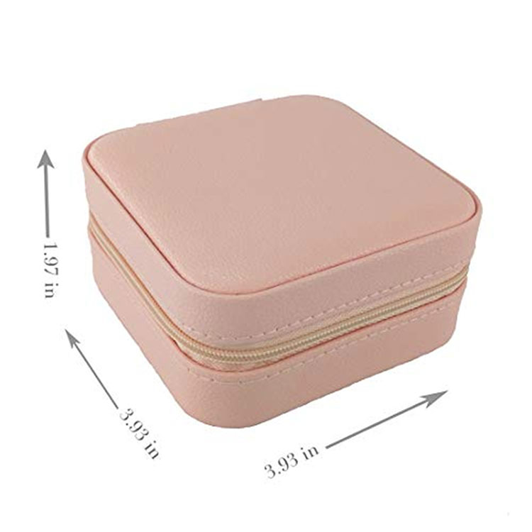 Square Shape Mini Leather Organizer Travel Storage Jewelry Carrying Case for Necklace Earrings Bracelets Rings