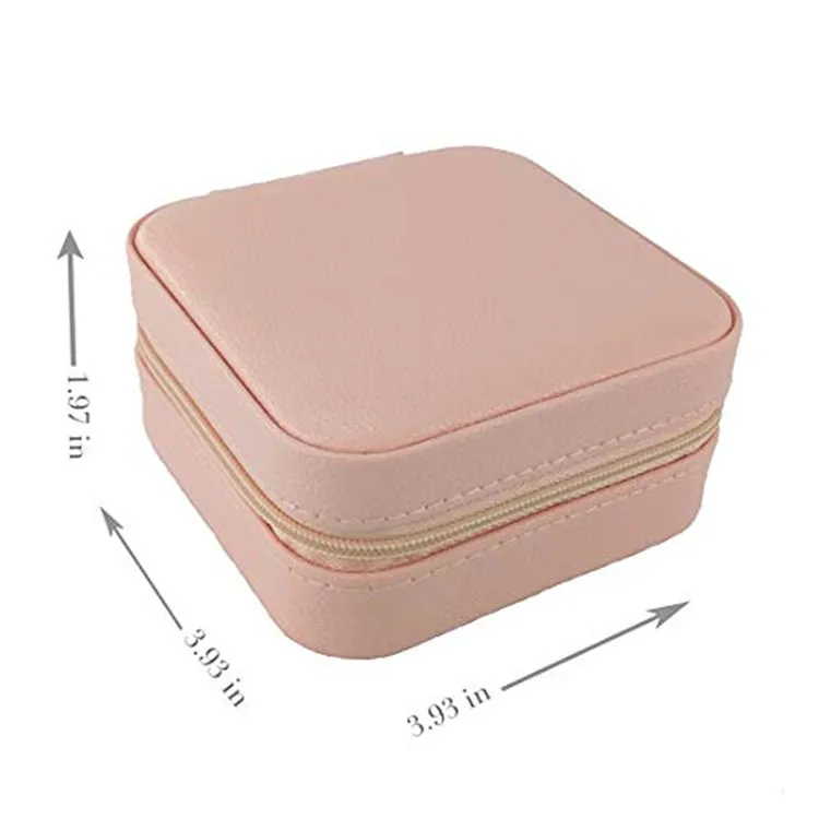 Forme carrée Mini organisateur en cuir voyage rangement bijoux étui de transport pour collier boucles d'oreilles Bracelets anneaux