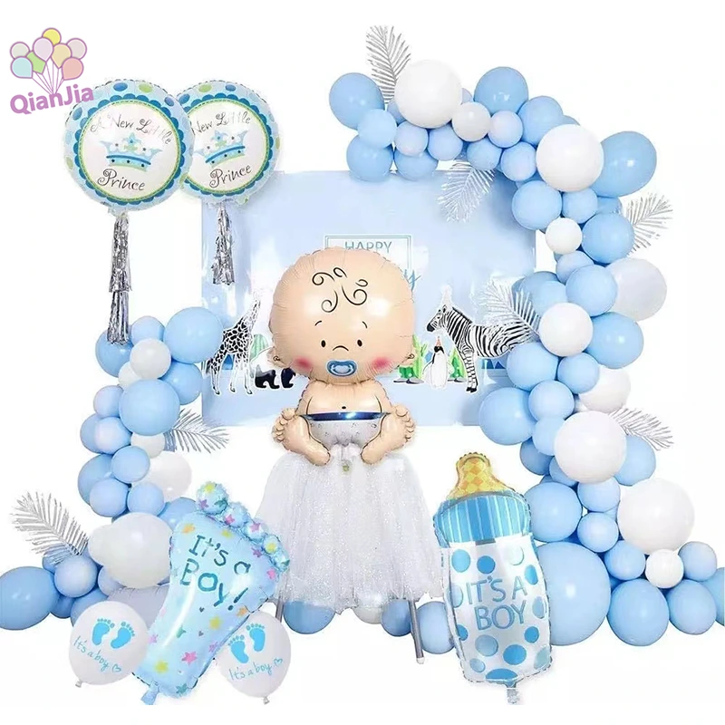 Baby Shower Balon Arch Garland Kit karo Foil Balon