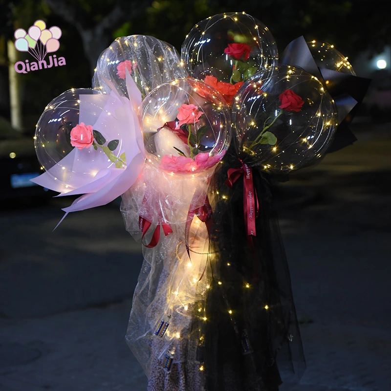 Balónik Rose Bobo s LED svetlami