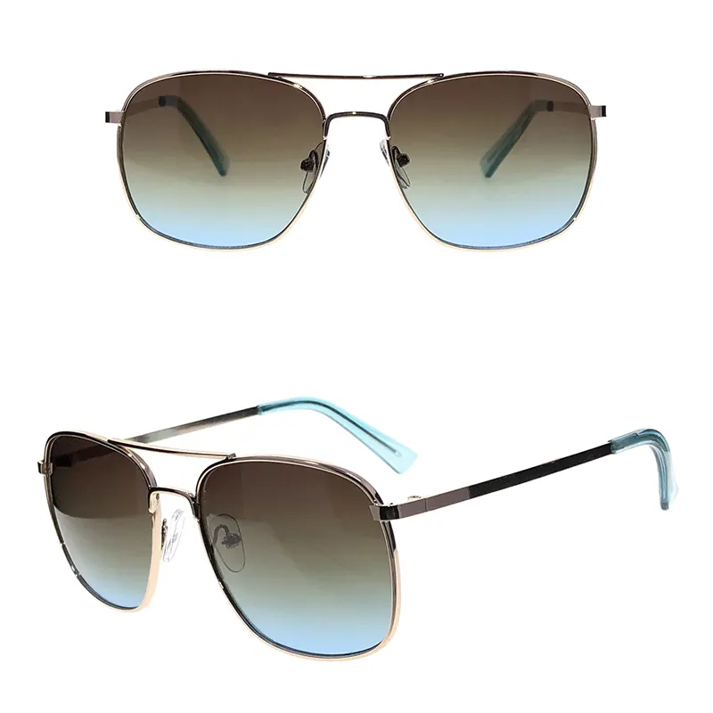 Doppelte Nasensteg-Square-Mode-Sonnenbrille aus Metall