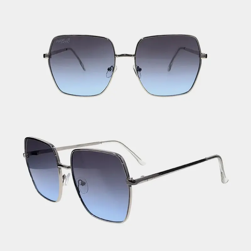 Elegantiški kvadratinio rėmo metaliniai akiniai nuo saulės
