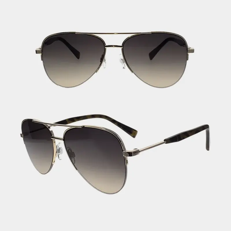 Half Frame Aviator Metal Sunglasses
