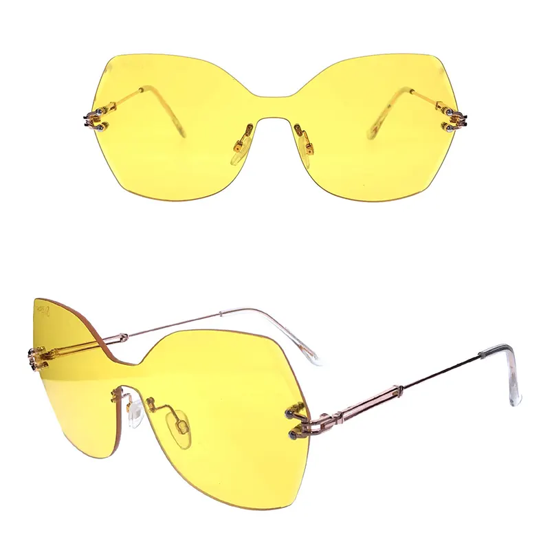 Madingi metaliniai akiniai nuo saulės be rėmelių
