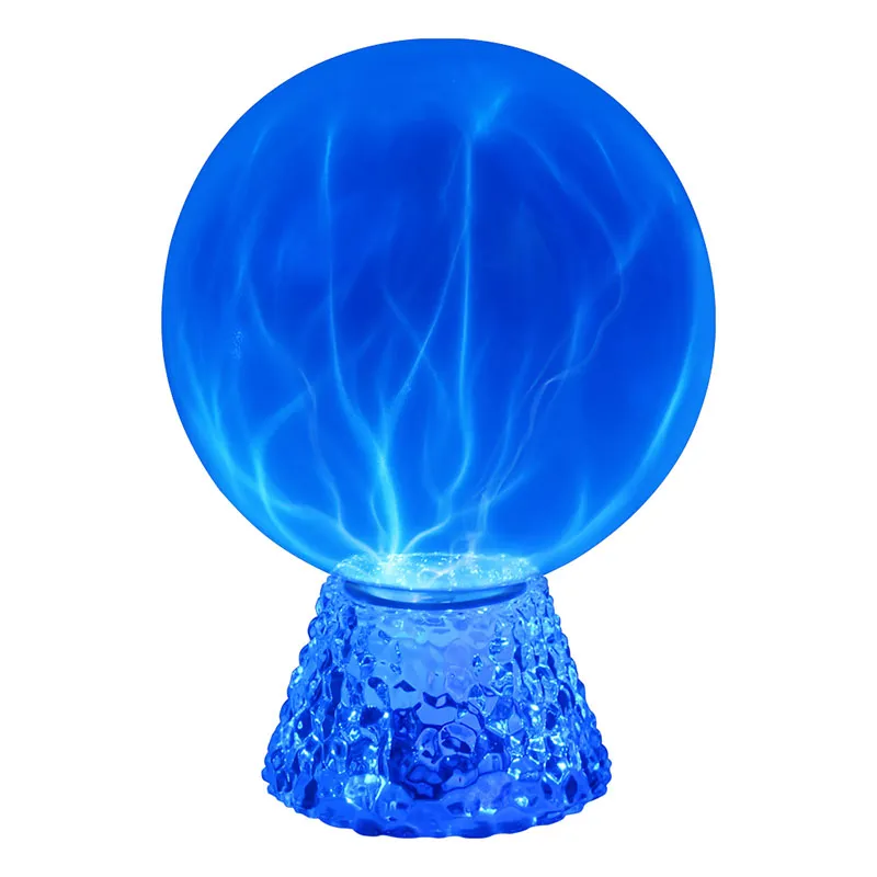 8 Inch Blue Light Plasma Ball with Transparent Base