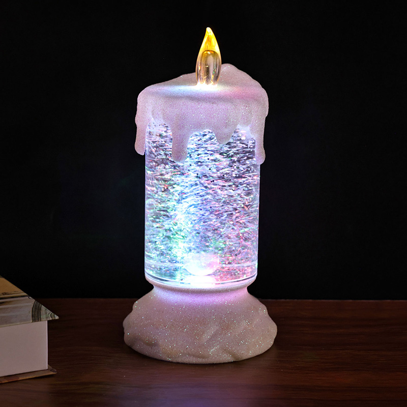Candle Night Light na may Glitter Liquid