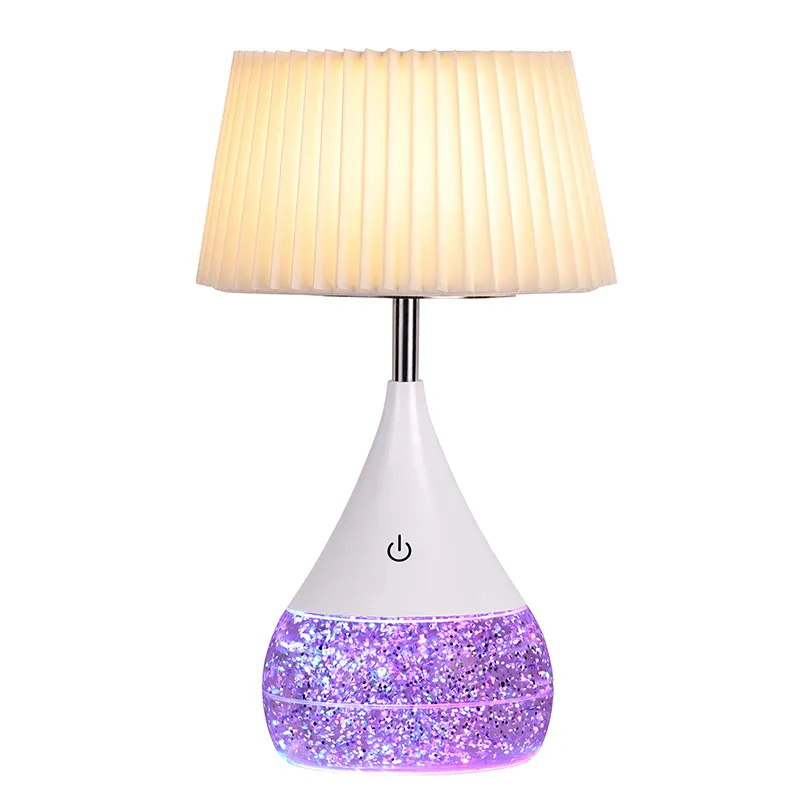 Glitter Liquid LED Desk Lamp na may Fabric Shade