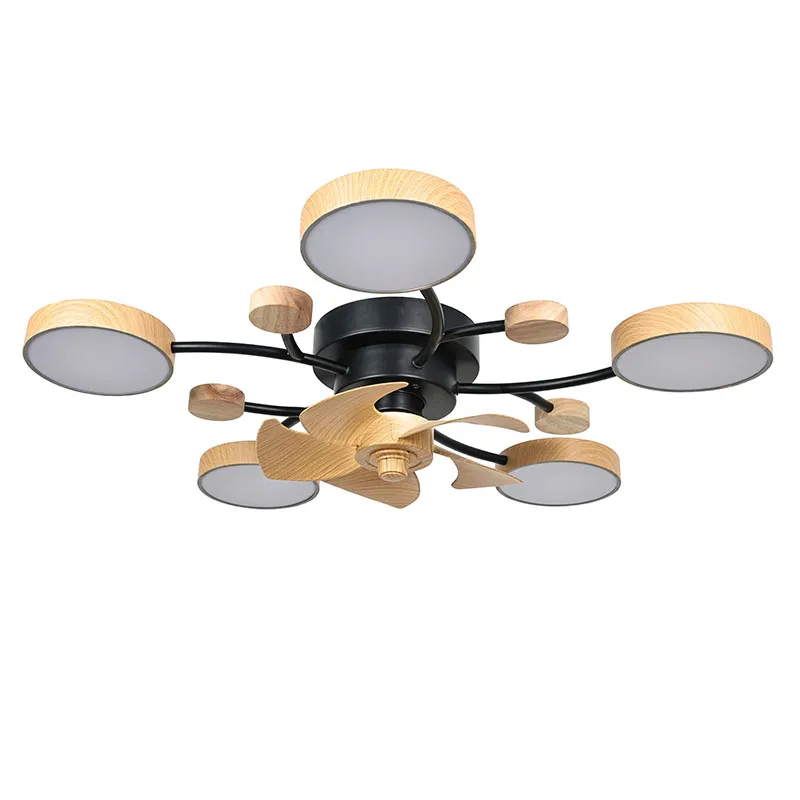 LED Ceiling Lamp na may Wooden Fan