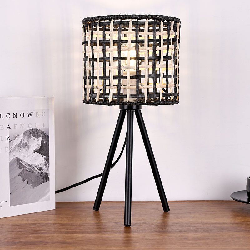 Bamboo Weaving Table Lamp With Tripod