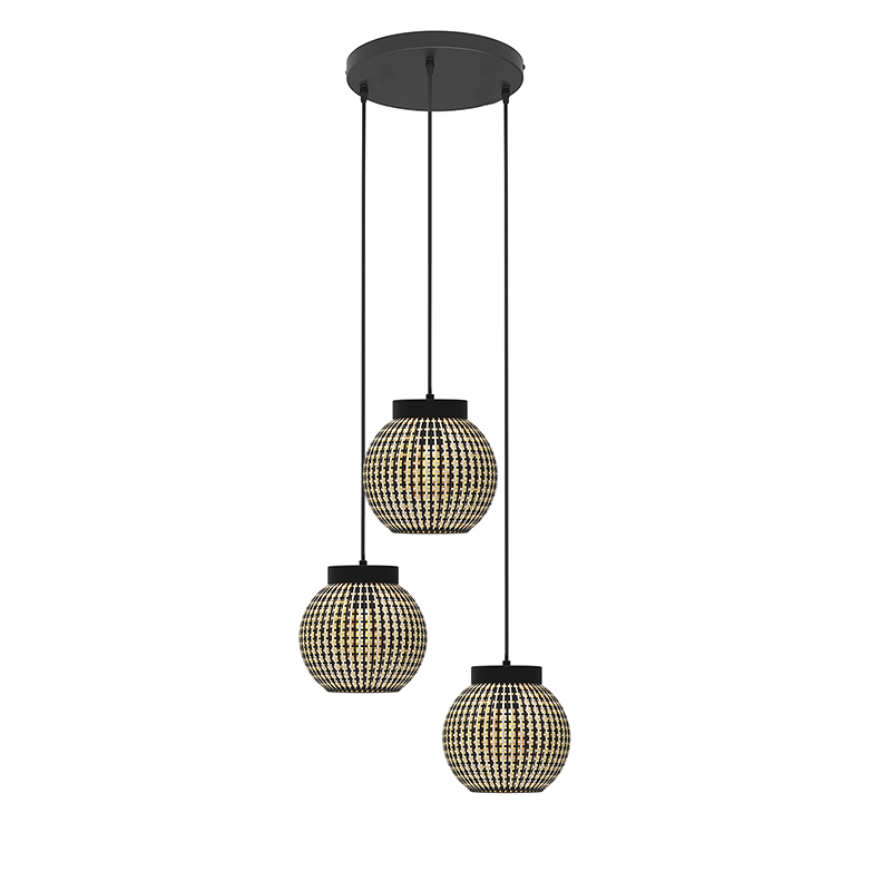 Natural pendant light with bamboo weaving