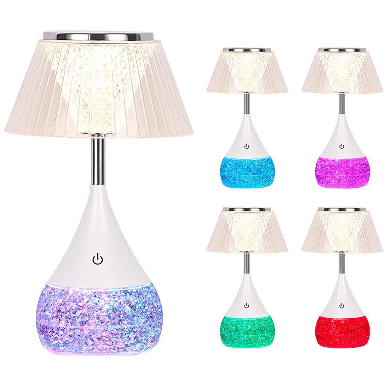 RGB Light LED Desk Lamp na may Crystal Shade