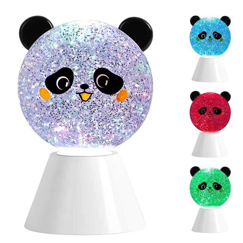 Νυχτερινό φωτιστικό RGB Panda με Υγρό Glitter