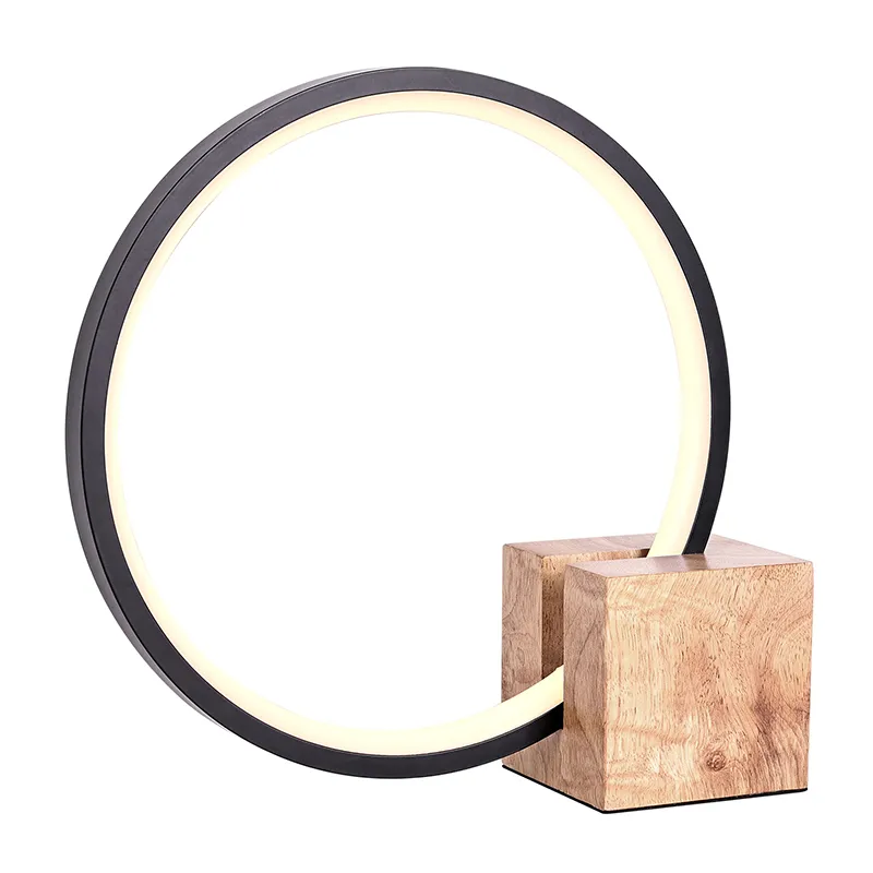 Lampada da scrivania a LED Rotundity con base in legno