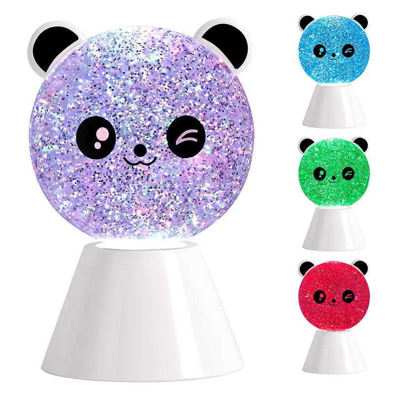 Lampu Malam Smile Panda dengan Cairan Glitter RGB