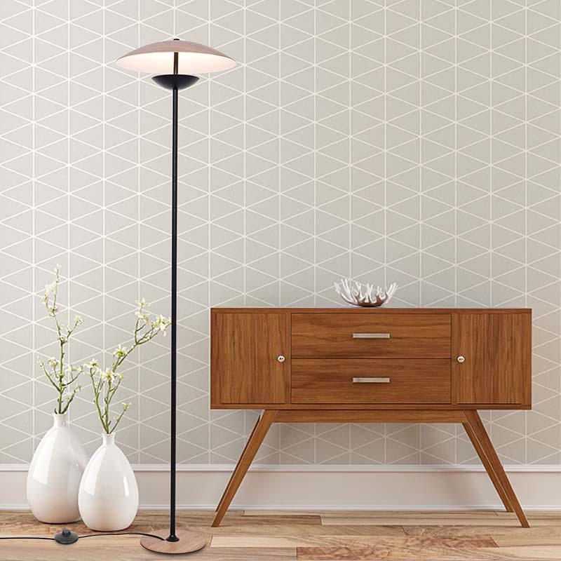 Tradition LED Floor Lamp With Wooden Shade