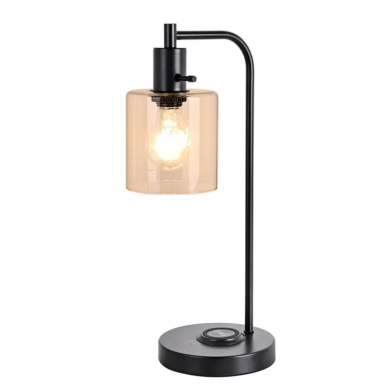 Tradisjon E26 E27 bordlampe med glassskjerm