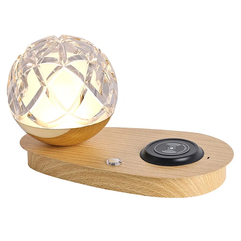 USB Charger LED Table Lamp with Glass Ball Shade