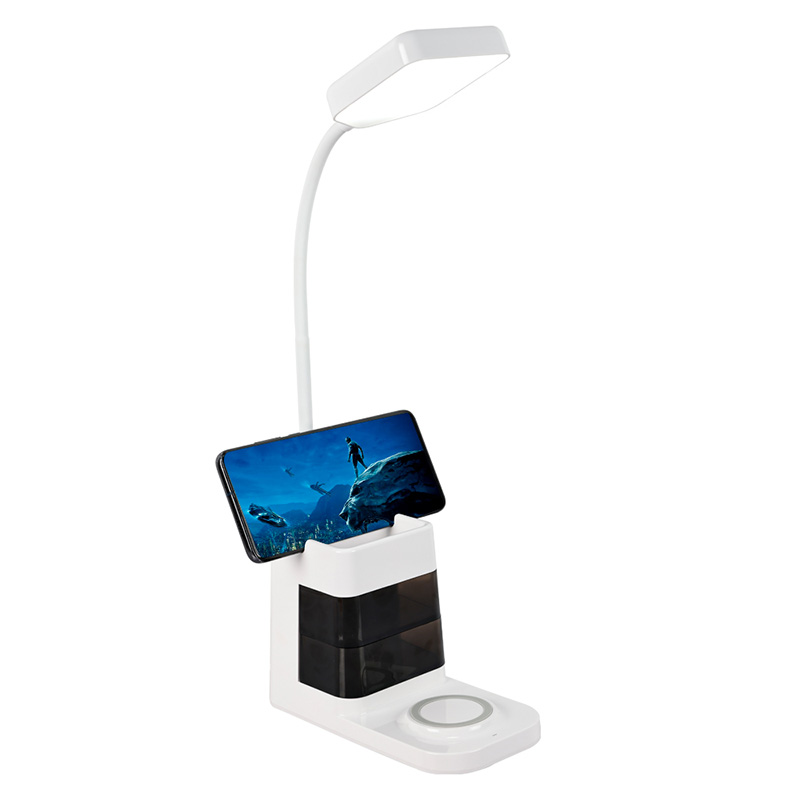 Vezeték nélküli töltő asztali lámpa telefon tartóval