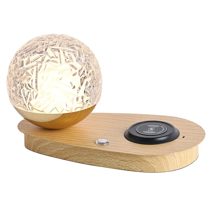 Wireless Charger LED Table Lamp with Glass Ball Shade