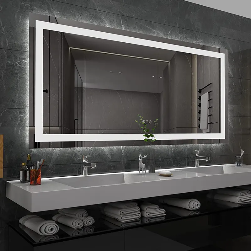 Téglalap alakú LED fürdőszobai tükör