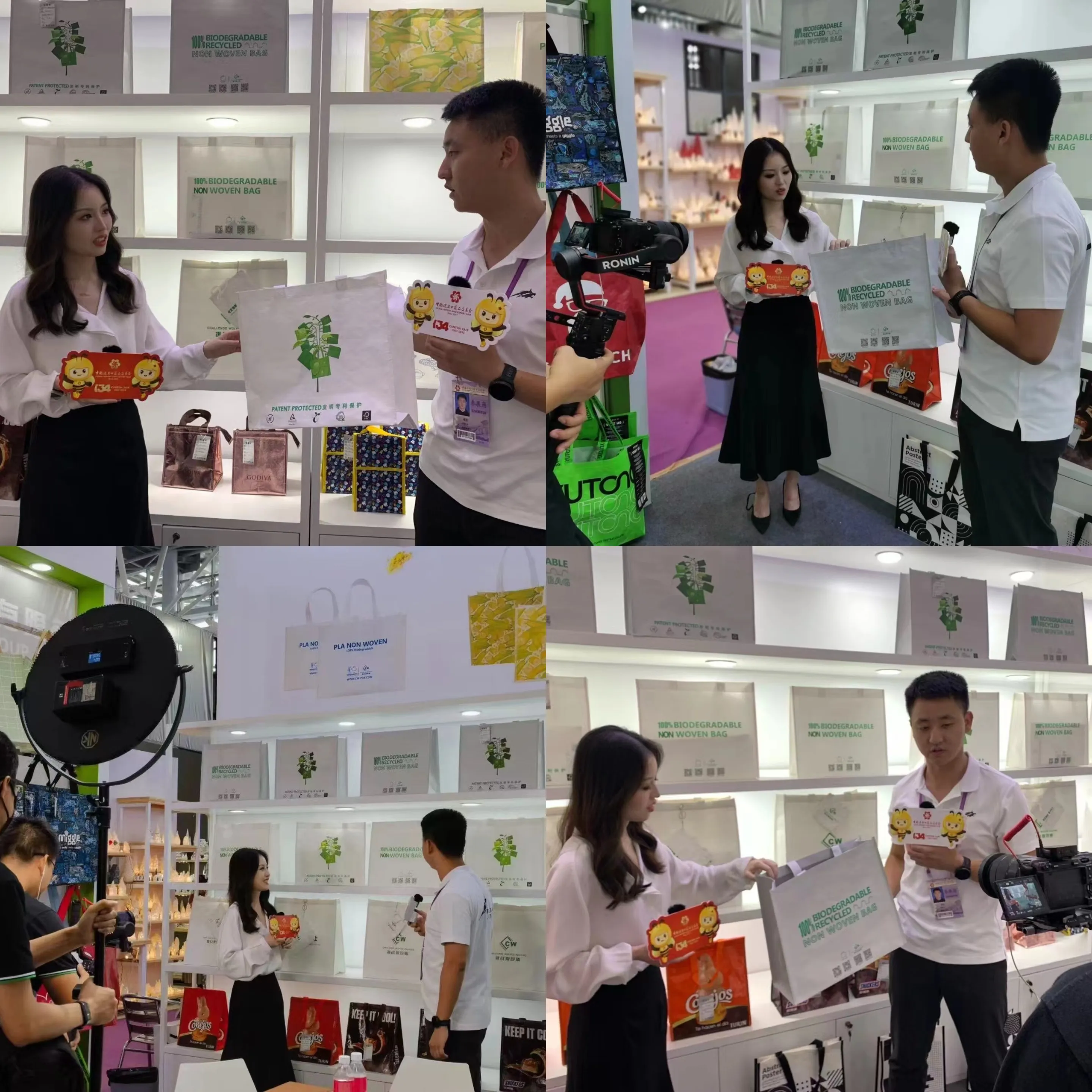 Ininterbyu ng Canton Fair Official ang biodegradable product project ng aming kumpanya on-site