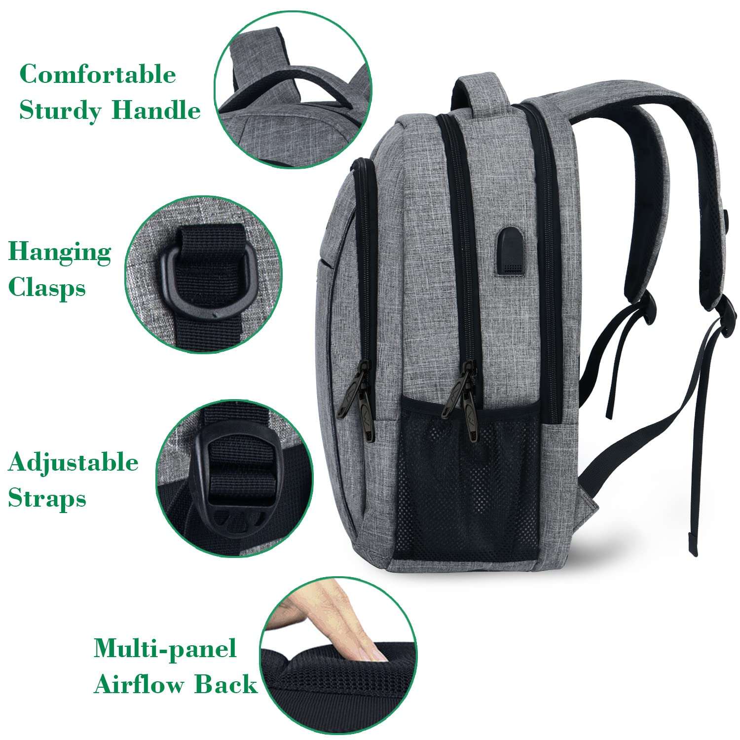 Business Laptop Backpack With USB Charging Port