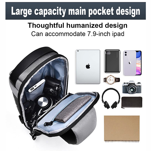 USB Anti-Theft Waterproof Chest Sling Daypack