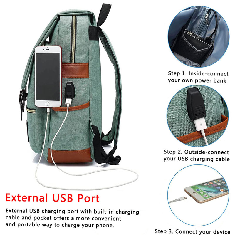 Plecak podróżny na laptopa z portem USB