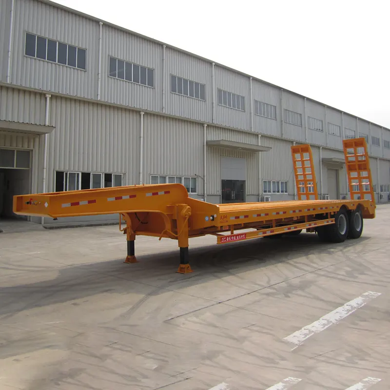 30-40 Tons 2 Axles Lowbed Semi Trailer with Rear Ramp - 4 