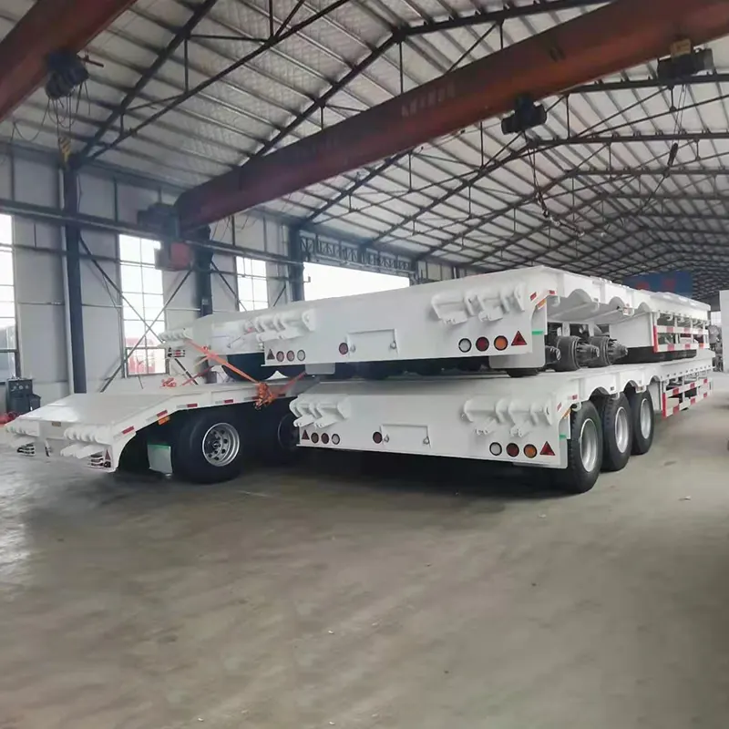 50-60 Tons 3 Axles Lowbed Semi Trailer with Rear Ramp - 3