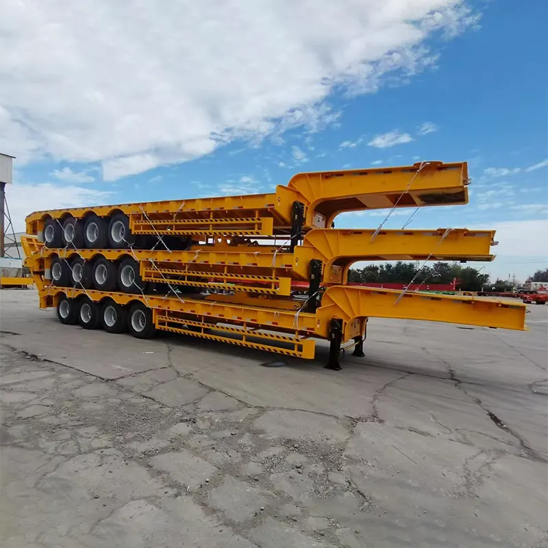 80-100 Tons 4 Axles Lowbed Semi Trailer with Rear Ramp - 2 