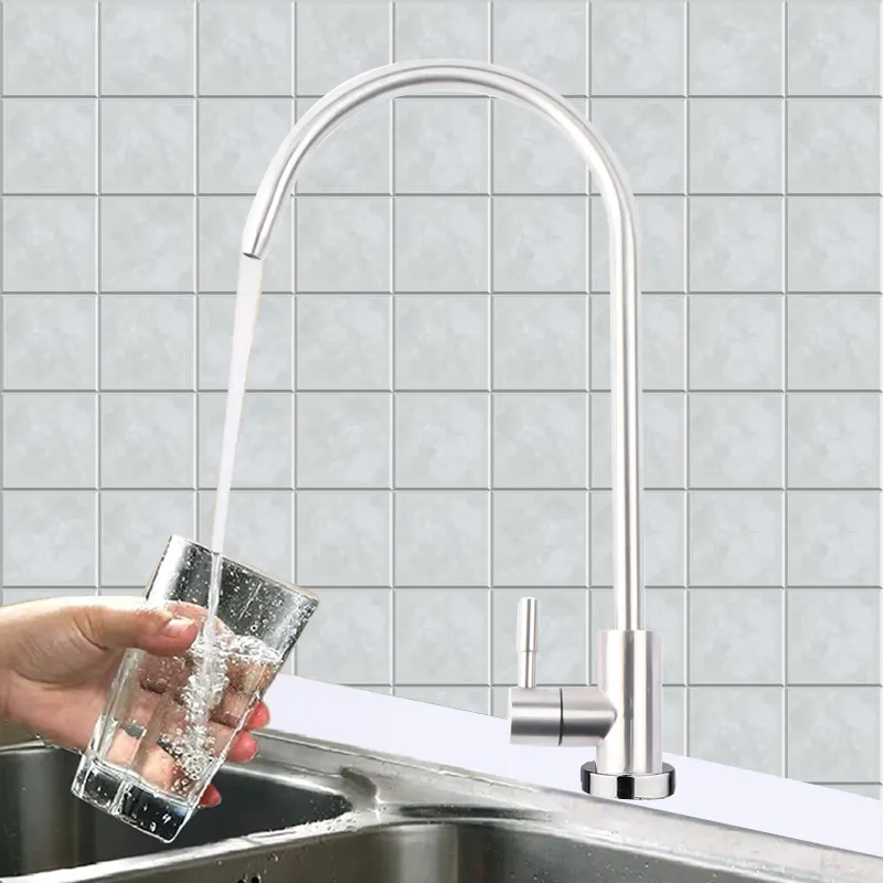 ทองเหลืองกรองน้ำระบบ Reverse Osmosis เครื่องกรองน้ำดื่ม Faucet 1/4