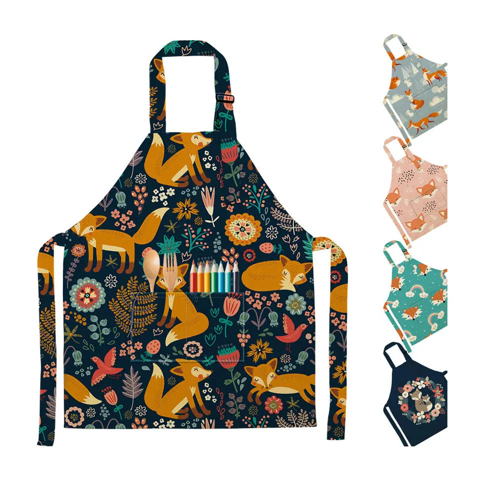 Ntxim hlub Cartoon Printing Kids Apron