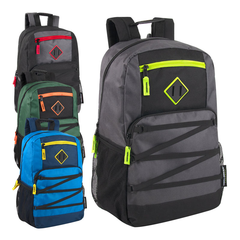 Double Zippered Bungee Backpacks With Laptop Section
