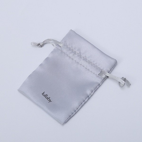 Silver Grey Satin Drawstring Bags - 0 
