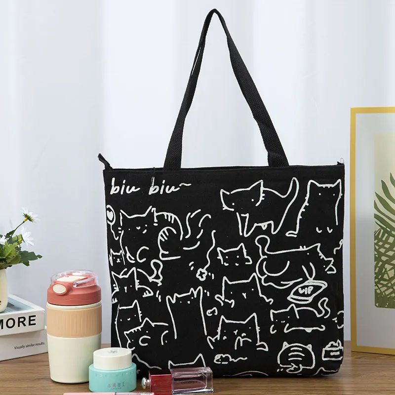 Shopping Canvas Bag With Zipper
