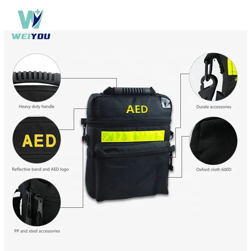 AED ব্যাগ প্রাথমিক চিকিৎসা ব্যবহারের জন্য ডিফিব্রিলেটর বহন করে