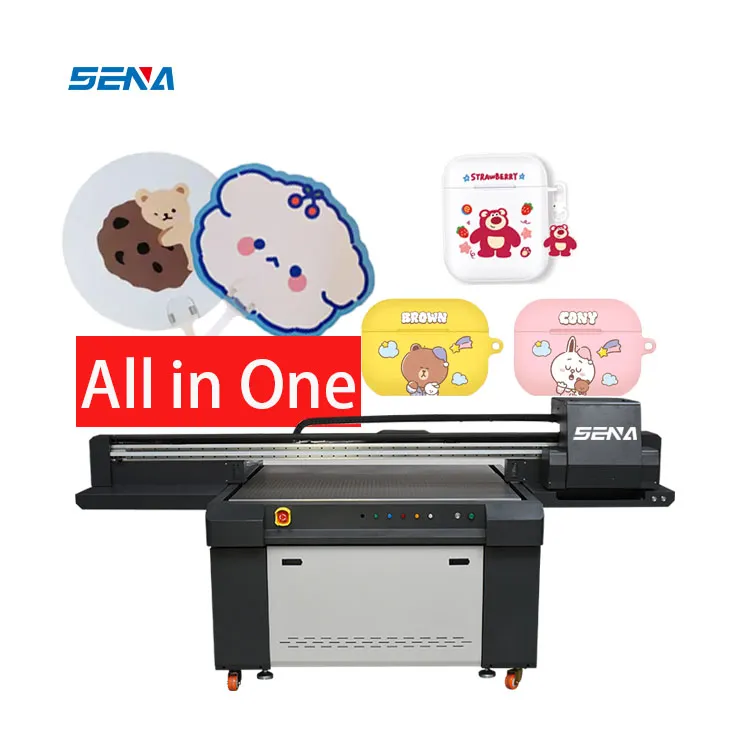 Printer Flatbed Inkjet UV Format Besar Industri 1.3*0.9M CMYK + Pernis untuk Media Pelarut Ramah Lingkungan Bantalan Casing Ponsel Digital Printer 3D