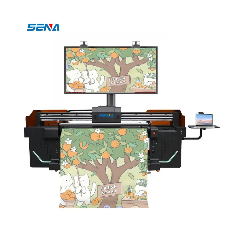 1.8m Printing Hybrid UV Flatbed Printer Ricoh UV Roll to Roll Printer for Flexible Printing Leather Fabric Skirt T-Shirt Fabric