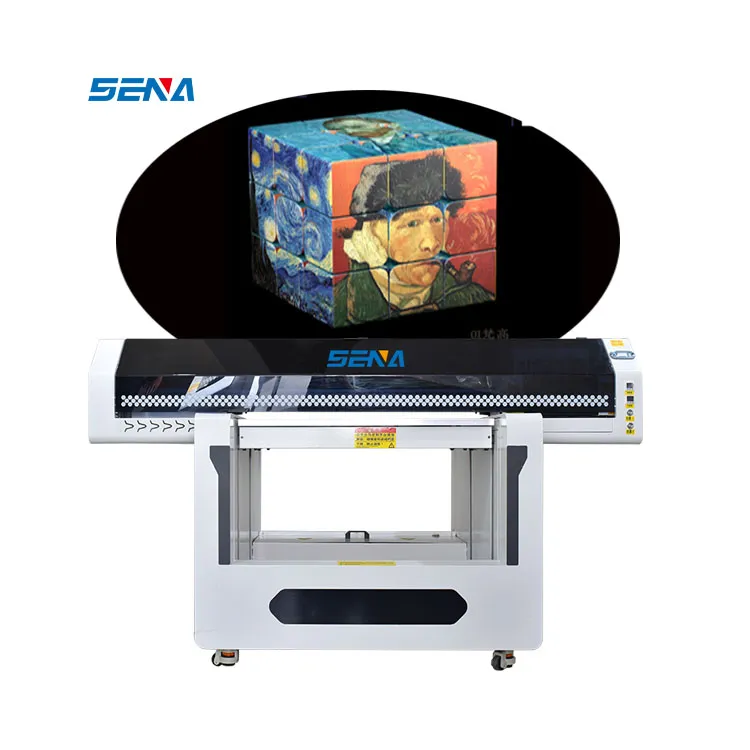 2024 Presisi Tinggi 9060 Logam Kaca Bahan Kayu Mesin Cetak Inkjet Flatbed Printer UV LED Digital dengan Perlengkapan Putar