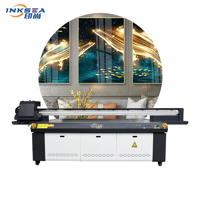 Mesin Cetak Datar 2513 2500*1300Mm Printer UV Format Besar dengan Pernis Nosel Ricoh G5 untuk Printer Panel Datar UV dalam Baja Tahan Karat