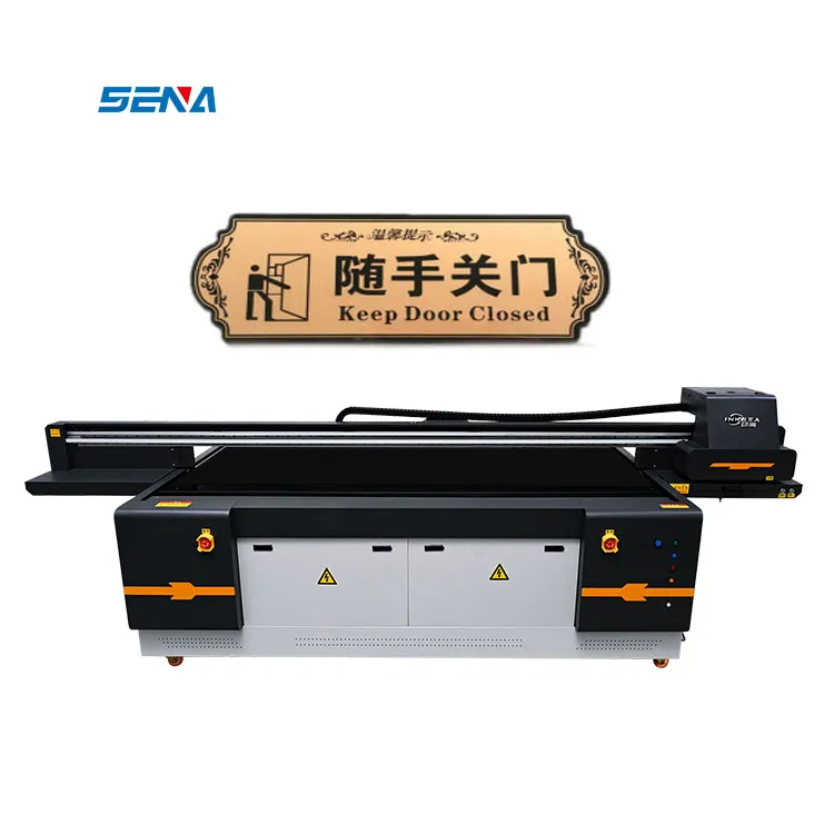 Printer Flatbed Tinta UV Kecepatan Tinggi dan Presisi Tinggi Warna CMYK LED 2513 untuk Pencetakan Bahan Bangunan Pelat Jalan Tanda Logam