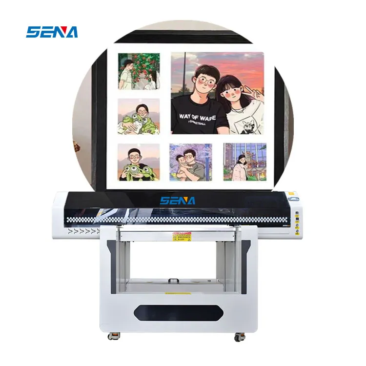 Printer Gambar 3D untuk Printer Inkjet Flatbed UV Manusia 90*60CM CMYKW Pernis Mesin Kecepatan Lebih Cepat Akrilik PVC Casing Ponsel Kaca KT