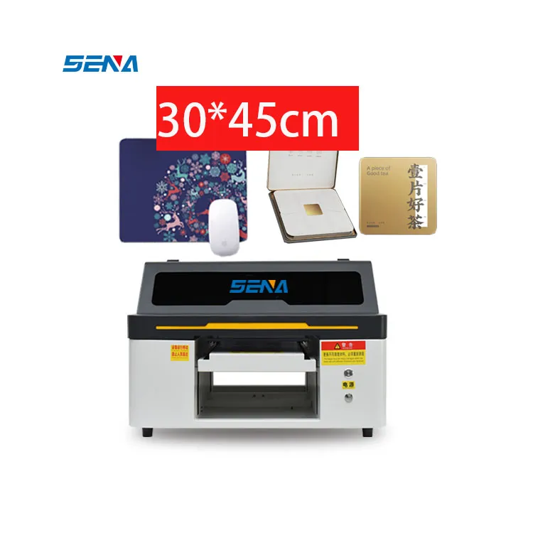 6 Warna Kecil A3 30*45Cm Digital UV Flatbed Printer Inkjet Pernis Penggunaan Industri untuk 3D Logam Papan Nama Pena Kotak Telepon Kartu Kayu