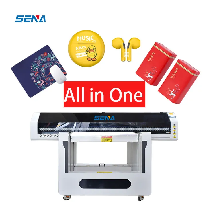 9060 UV Inkjte Flatbed Printer Machine CMYK+Varnish All in One China Best Quality for T-Shirt Phone Case Glass Wood PVC Card