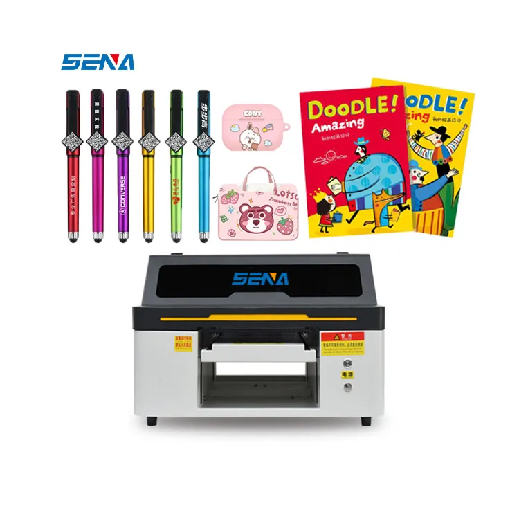 A3 A4 Printer Flatbed Inkjet UV Kecil dengan Nosel Epson Pernis Digital LED Kustom untuk Pena Papan Nama Logam 3D Casing Ponsel Kayu PVC