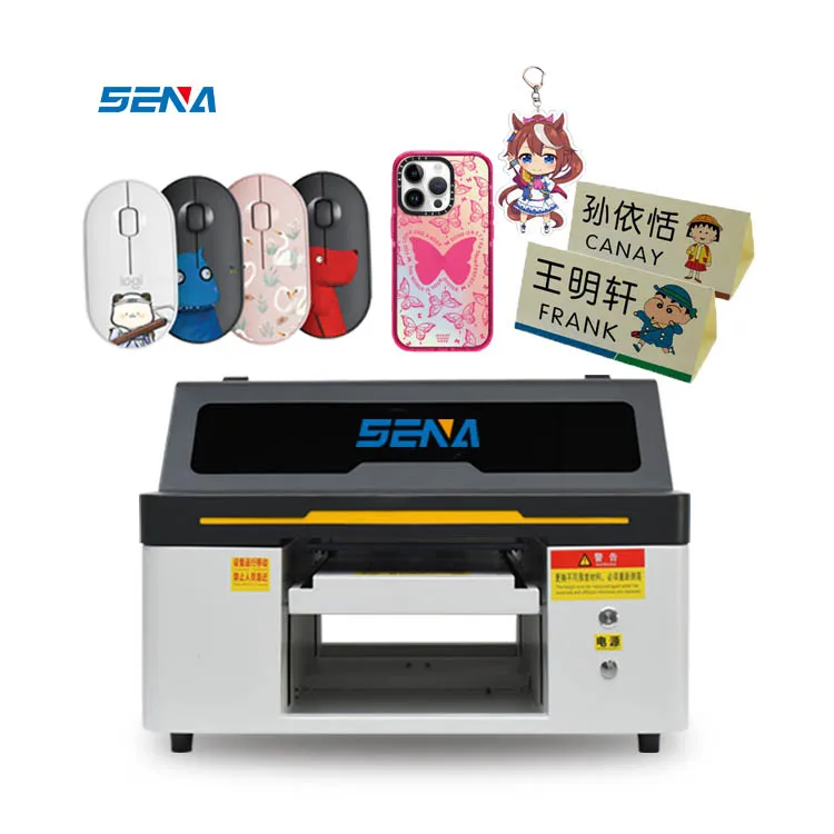 A3 Ukuran Kecil Digital 3D CMYKW + Pernis UV Dtf Printer Inkjet Flatbed untuk Stiker Label Pena Casing Ponsel Botol Mug Kartu Pvc Golf