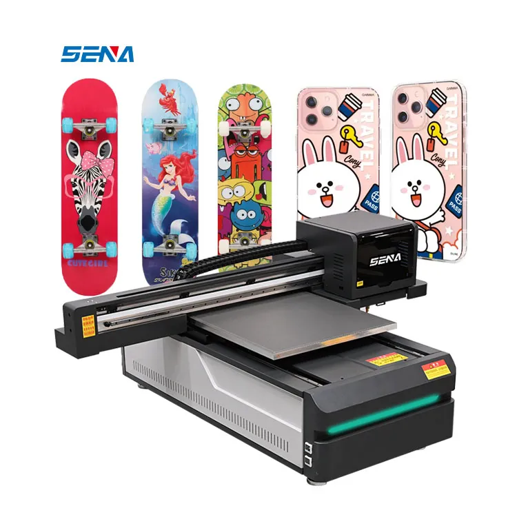 A3 dengan Printer Flatbed Inkjet UV Pernis Ukuran Kecil Industri Kecepatan Tinggi untuk Casing Ponsel Kayu 3D Kustom Label Kartu PVC Kaca